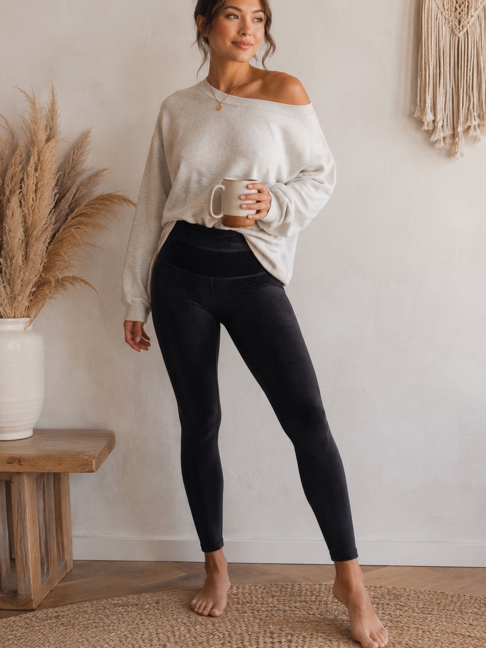 Spanx Velvet Leggings Black Medium Luxe Minimalist Athleisure Comfy Cozy Casual